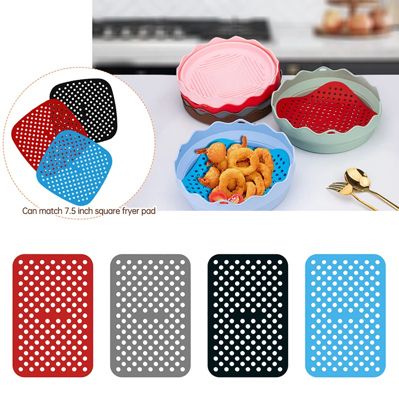 

New Air Fryer Silicone Baking Mat Steamer Cake Grilled Saucer Pad Airfryer Liner Pastry Tools Kitchen Non-Stick Bakeware Oil Mat