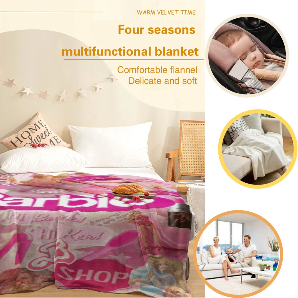 Одеяло Барби среднего размера фланелевое мягкое одеяло теплое для дома и