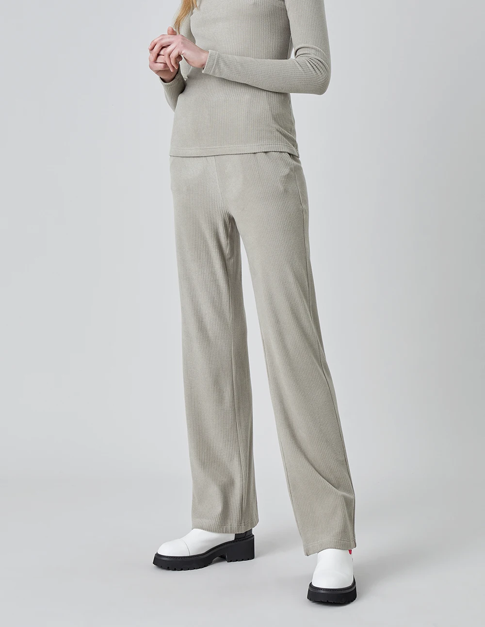 

MARKFAST Autumn Winter Women Pants Loose Elastic High Waist Straight Leg Knitted Long Pant 2022 Ladies Casual Sweater Trouser