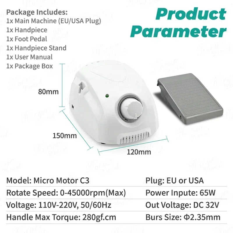 65 Вт превосходный Den tal Irrigador электрический микромотор 45 об/мин управление 105LN