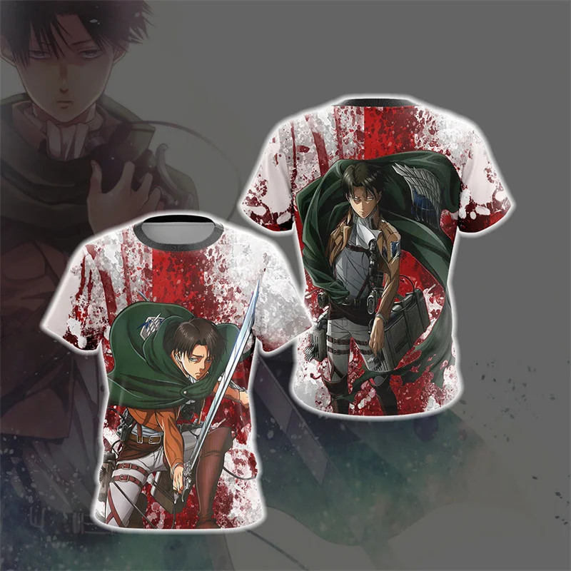 

Anime Attack on Titan Levi Ackerman Graphic T Shirt for Men Clothing 3D Manga Printed T-shirt Harajuku Fashion Kids Cartoon Tees