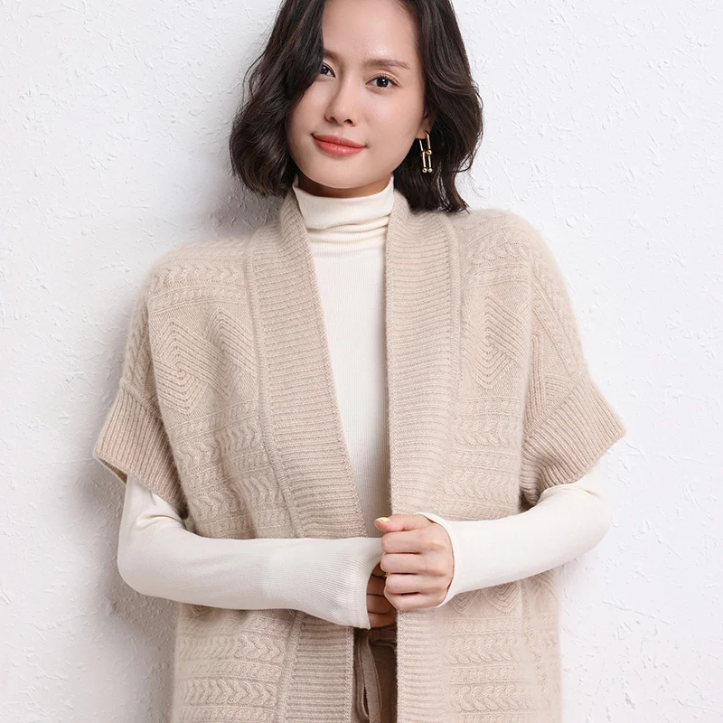 

Hot Sale Autumn Winter New 100% Cashmere Cardigan Sweater Women's Solid Color Loose Large Size Thicking Soft Fashion Female