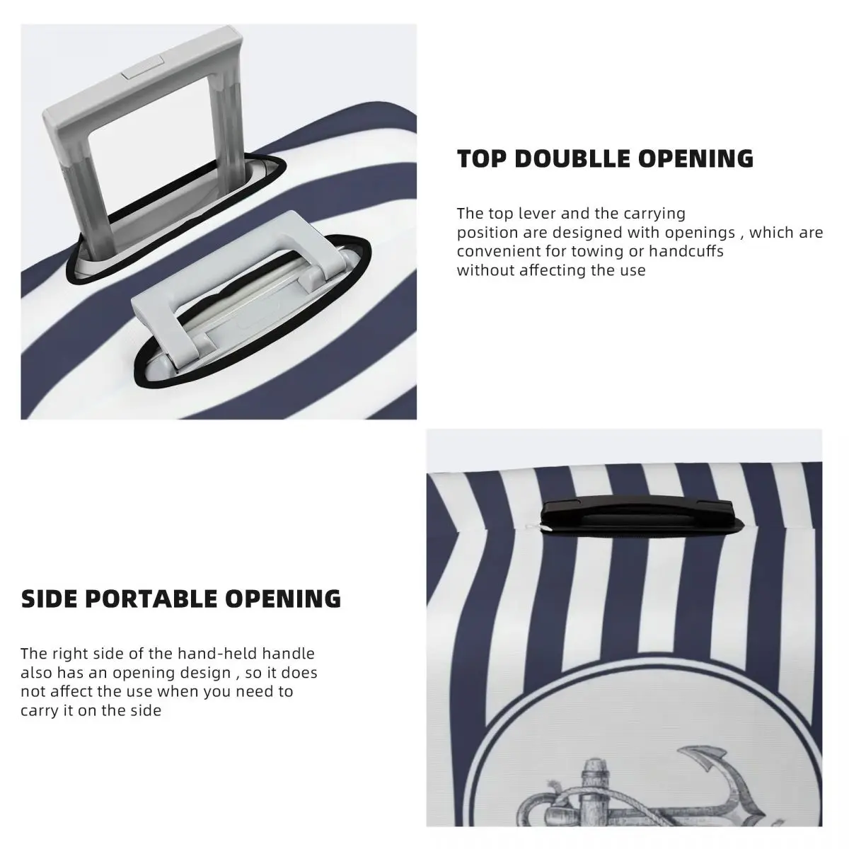 Пользовательские темно-синие полосы с морским якорем чехол для багажа