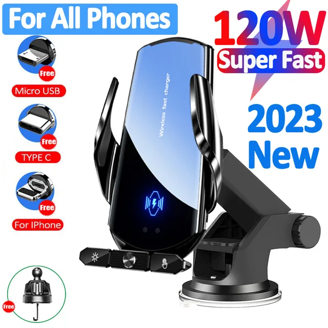 120W Car Wireless Charger Magnetic Automatic Car Mount Phone Holder Induction For iPhone 14 13 11 Samsung Xiaomi Fast Charging 1