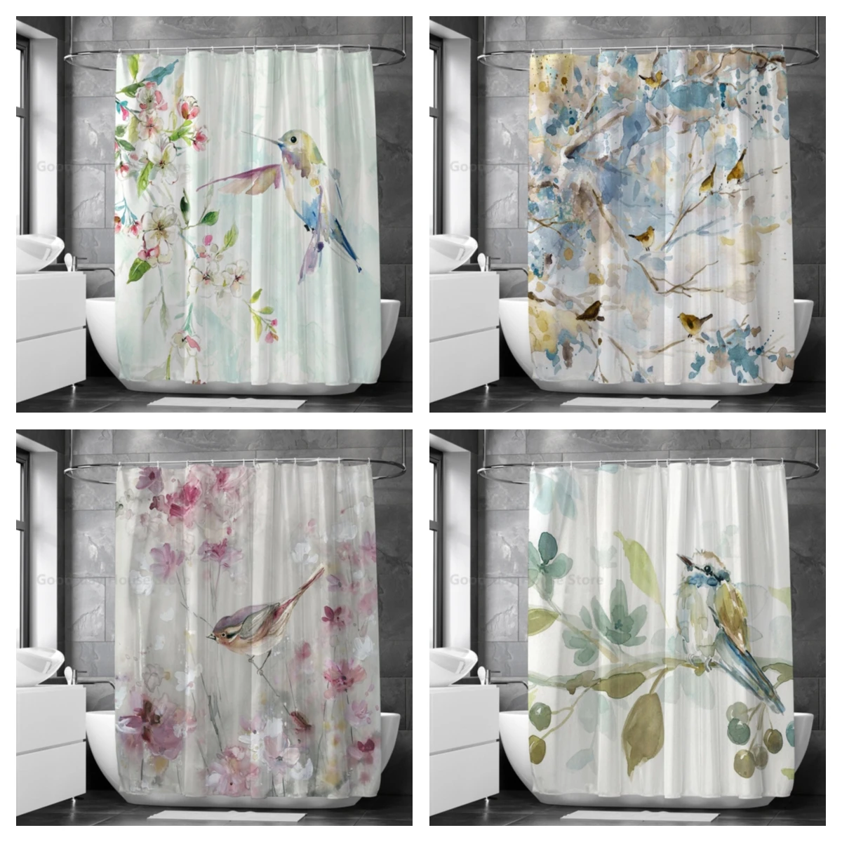 Занавеска для душа в китайском стиле с птицами и цветами занавеска ванной ретро