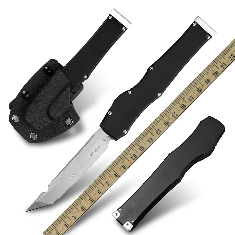 Military Tactical Knife D2 Steel OTF Automatic Knife Micro Hunting Knife Survival Folding Fixed Peeling Blade Camping EDC Tools