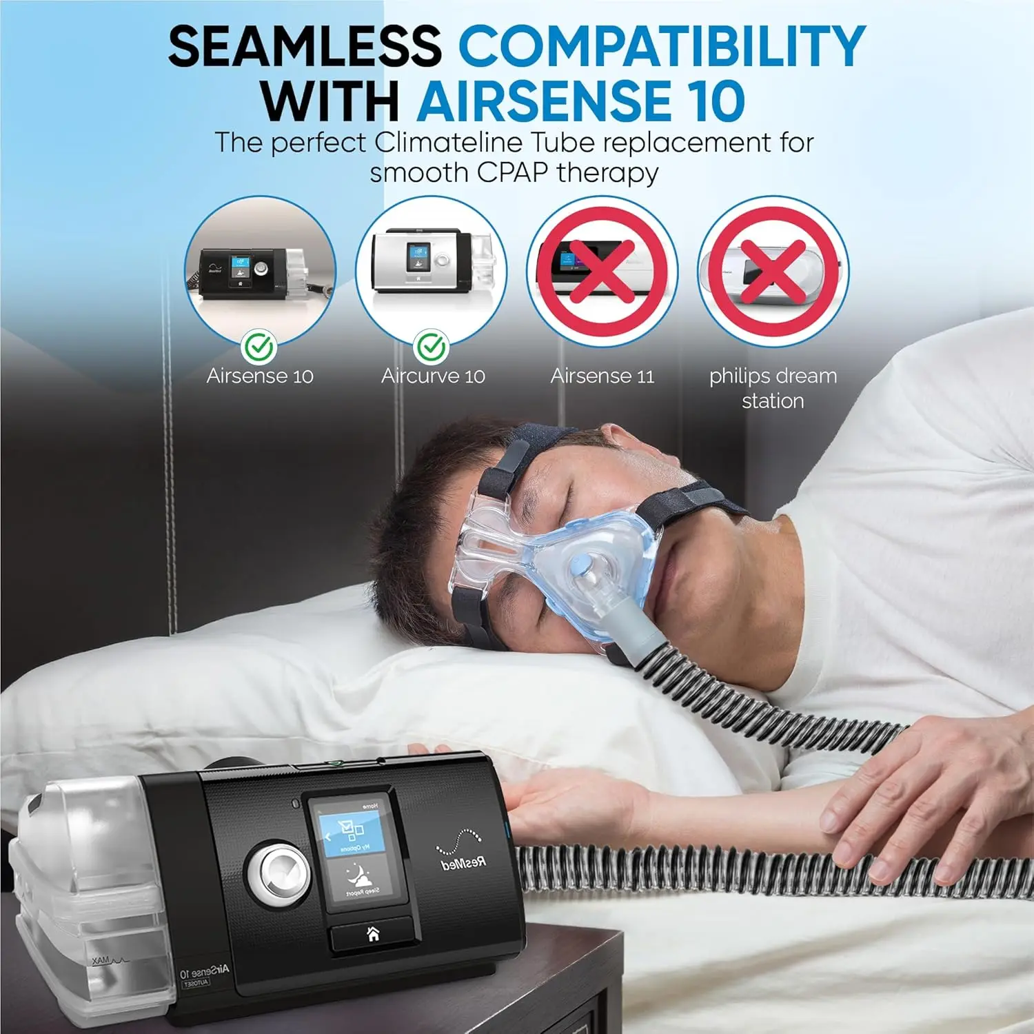 Фото Нагревательная трубка Mars Wellness CPAP 6 футов — совместима с машинами AirSense 10 и AirCurve 10 — замена ClimateLine, Fle №4