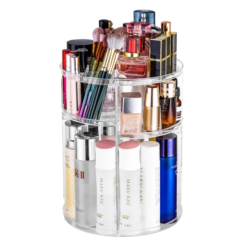 Transparent 360 Degree Rotating Makeup Storage Rack Cosmetic Fashion Crystal Shelf Display Stand Large Capacity Acryl | Дом и сад