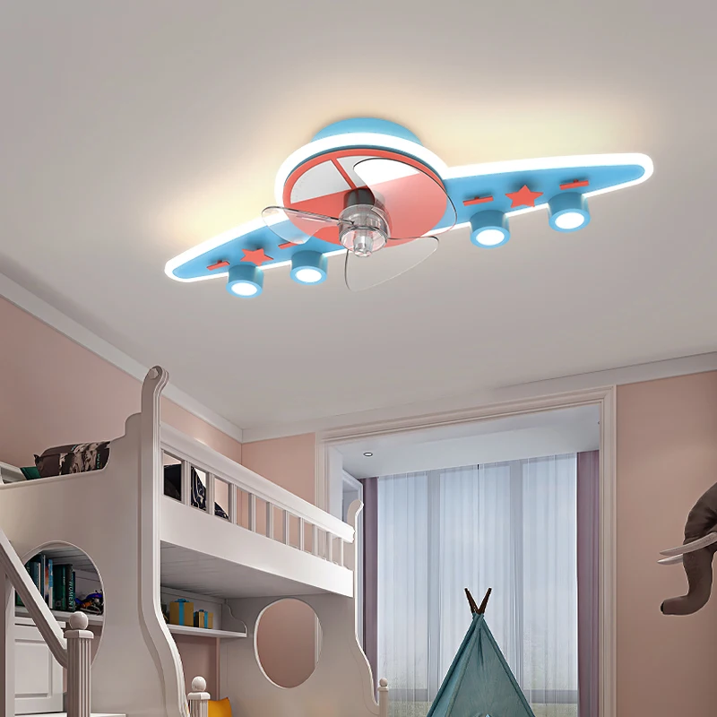Nordic LED Ceiling Fans with Light for baby Room girls Bedroom Modern LED Ceiling Chandelier Lighting for kids room Fans lamp