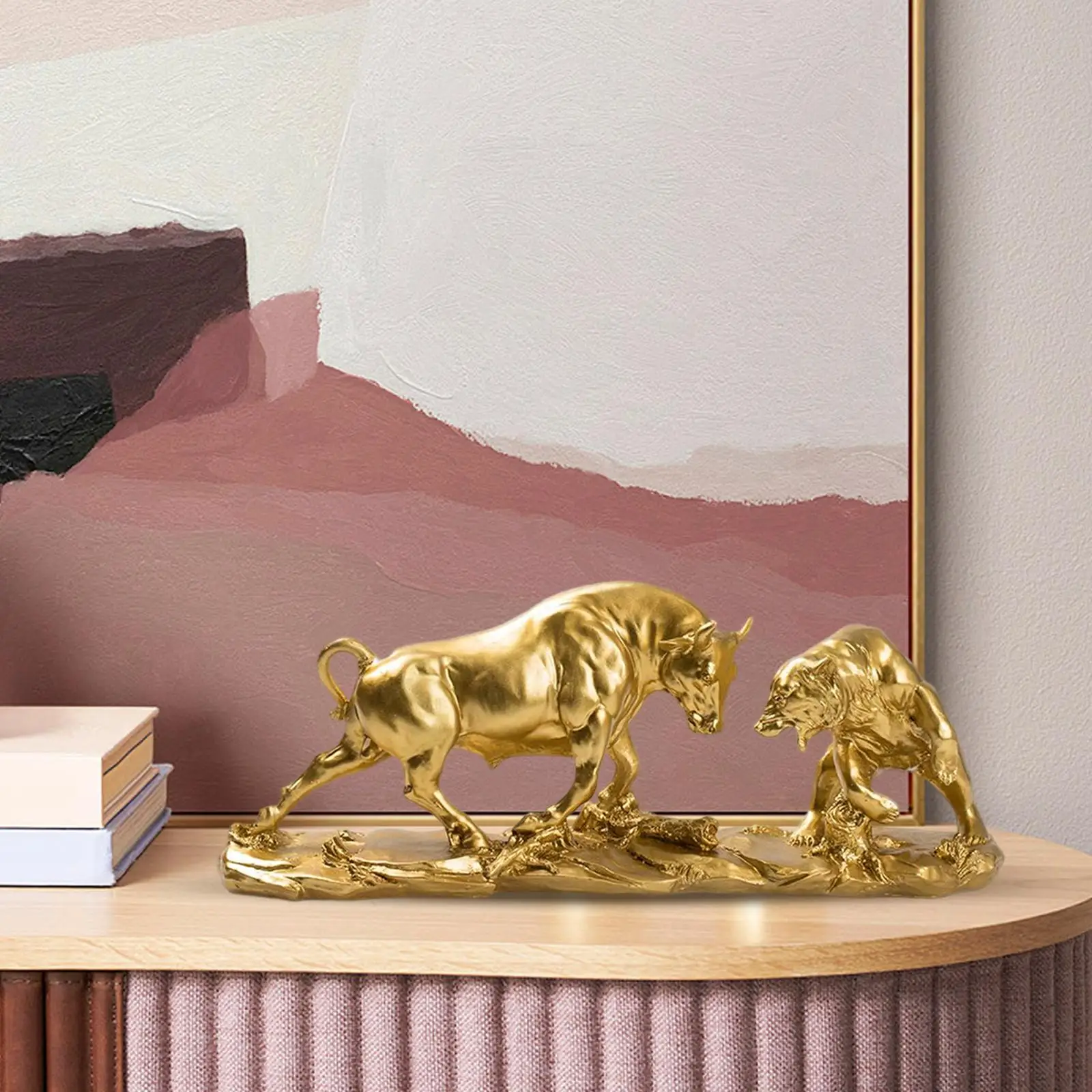 

Bear and Bull Statue Animal Sculpture for Living Room Home Cabinet Shelves Decor