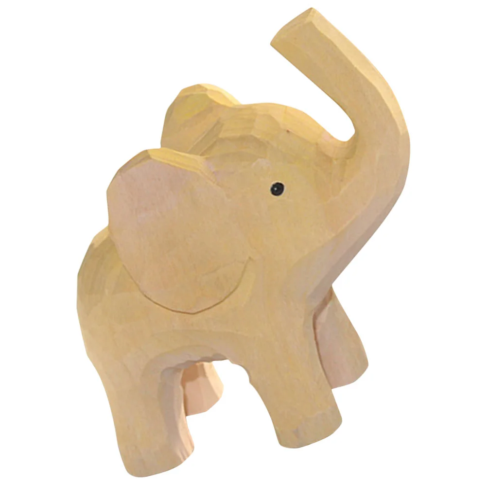 

Elephant Animal Statue Wood Figurine Wooden Tabletop Figurines Sculpture Figure Carved Decorations Ornament Miniature Toys