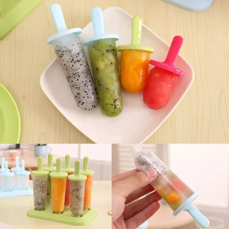 

New in 6 Cells Round Shape Kitchen Tools Food Grade Ice Cream Mold DIY Ice Cream Maker Popsicle Molds Dessert Molds Summer Acces