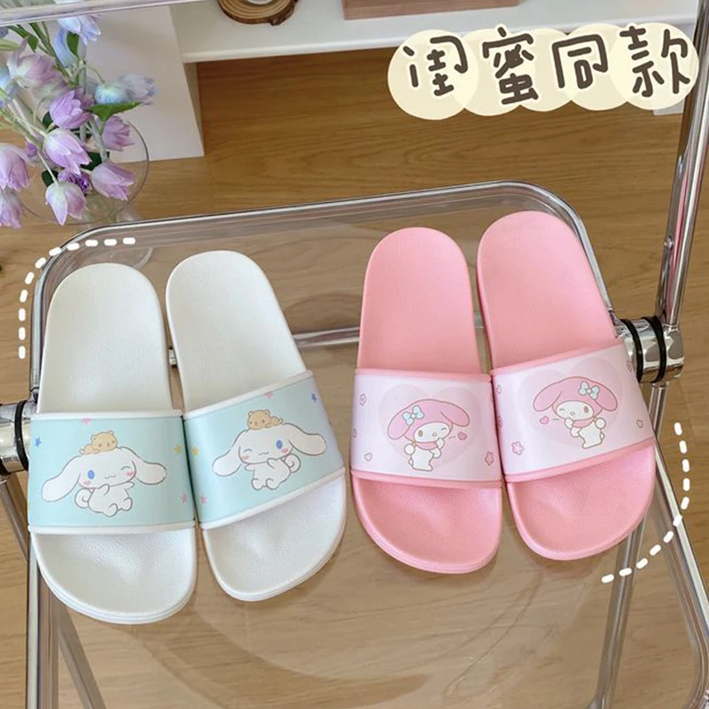 

Anime Sanrioed Cinnamoroll Kuromi Mymelody Pompom Purin Summer Slides Cartoon Cute Slippers Bedroom Shoes Beach Wear Slipper