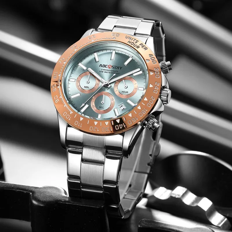 Модные золотые часы с ночным светом и календарем кварцевые для мужчин элитные