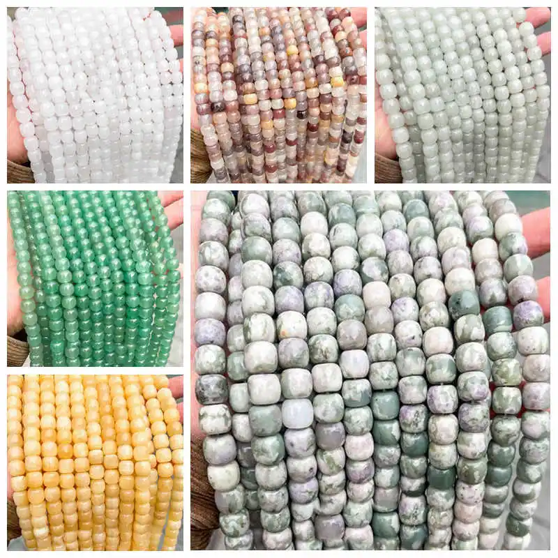 

Natural Jades Stone Loose Beads 8mm 10mm Column Shape DIY Jewelry Making Accessories 38cm wk469