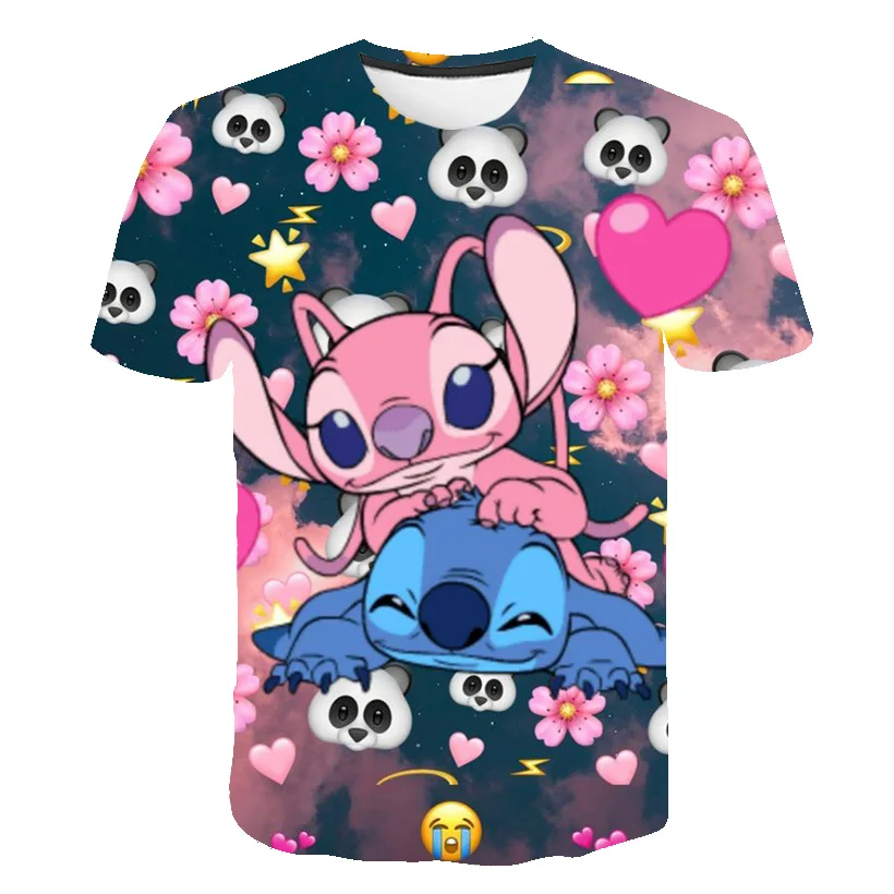 Boys Girls New Stitch Cartoon T Shirts Summer Kids Fashion T-Shirts Clothes Children's 1-14 Years Old Casual Tops Tees Costumes