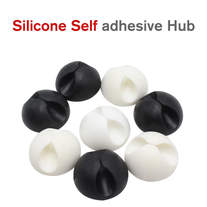 10PCS Desktop Fixed Silicone Self-adhesive Hub Storage Organizer Space-Saving Winding Fixing Clip For TV DVD PC Wires And Cables