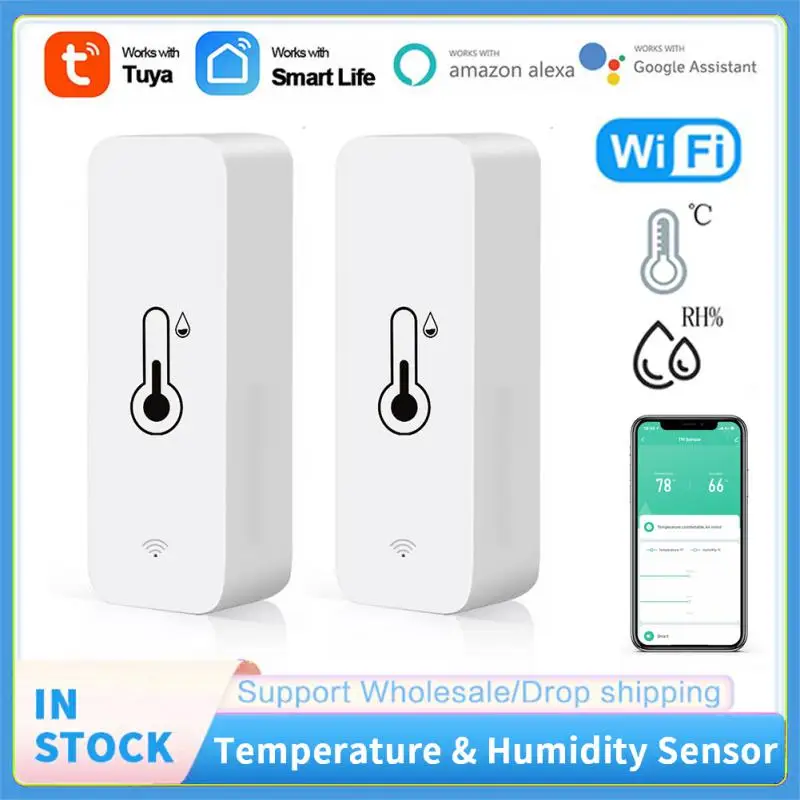 

Умный Термометр-Гигрометр Tuya, Wi-Fi датчик температуры и влажности для дома, работает с Alexa Google