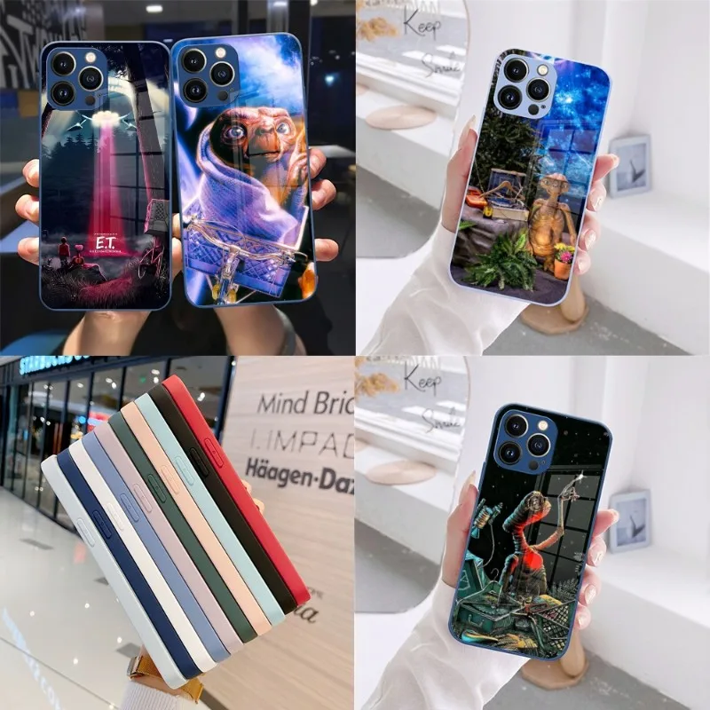 

E.T. The Extra-Terrestrial Movie Phone Case Navy Blue Glass For IPhone 13 14 12 11 Pro XS Max Plus Mini X XR 8 7 6s SE2020 Cover