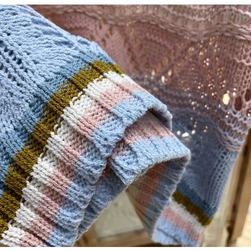 Топ женский вязаный пляжный в стиле бохо кроп-топ без рукавов крючком Корейском