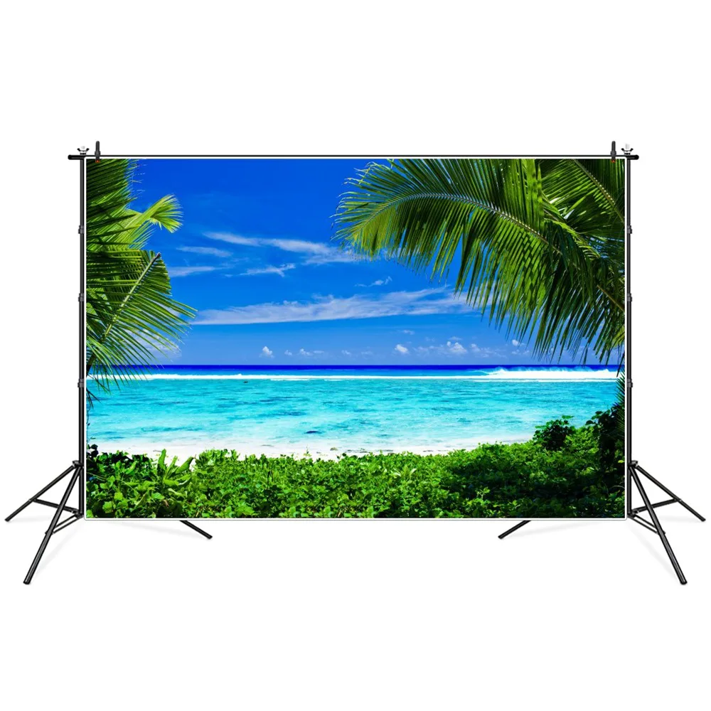 

Tropical Beach Palm Tree Green Plant Scenery Photography Backgrounds Photozone Photocall Photographic Backdrops For Photo Studio