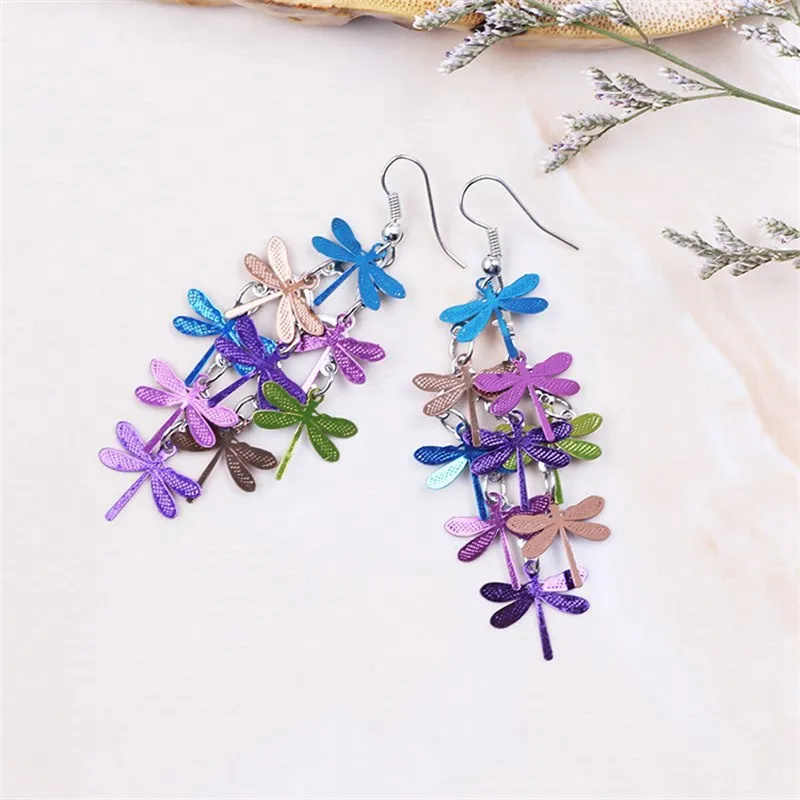 

Fashion Personality Dragonfly Earrings Personality Colorful Small Nine Pieces Earring Ornament Ear Pendants Fashion