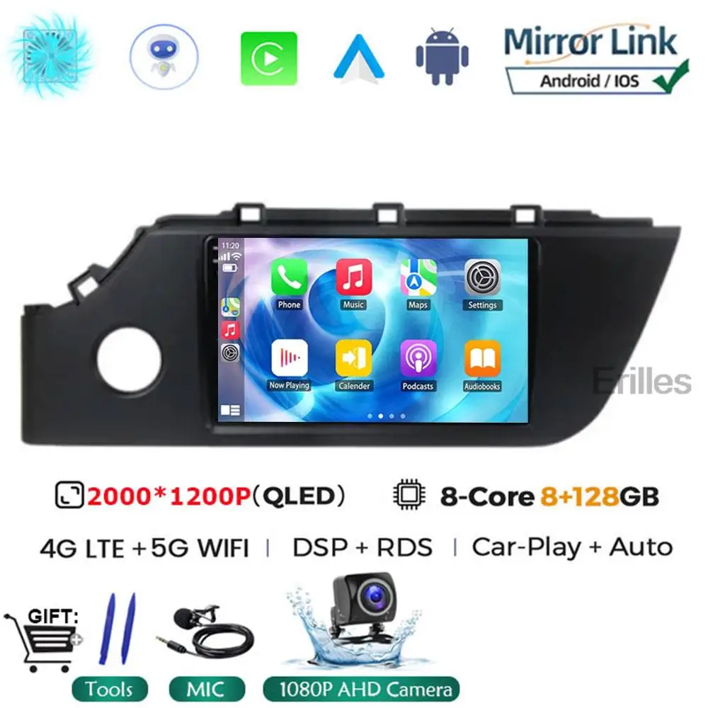 

Автомагнитола для Kia RIO 4 IV FB 2020-2022, мультимедийный видеопроигрыватель с GPS, беспроводной Bluetooth, CarPlay, Android 14, стерео экран навигации