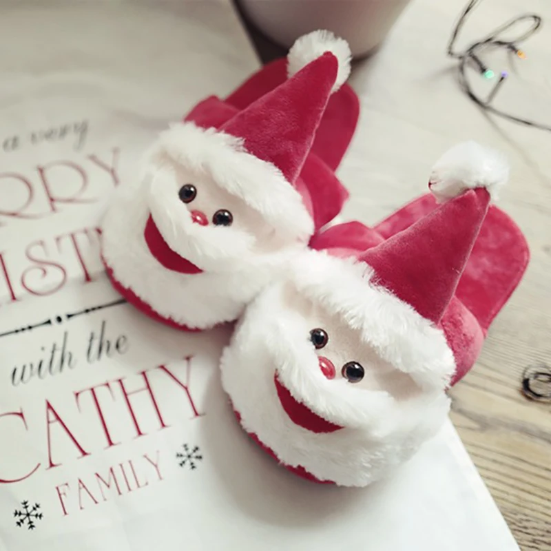 Lovely Women Slippers Santa Claus Winter Shoes Cartoon Plush Slippers Merry Christmas Women Warm Fluffy Funny Slipper