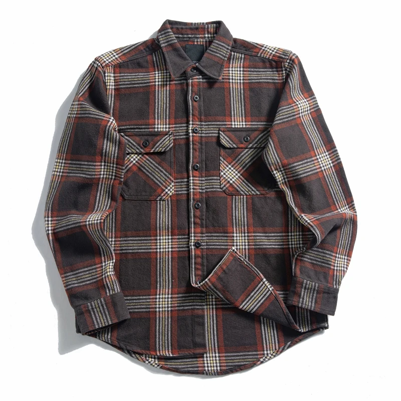 

High Quality Extra Heavyweight Multi Colors Thick 100% cotton Long Sleeve Brushed Plaid Flannel Shirts for Men
