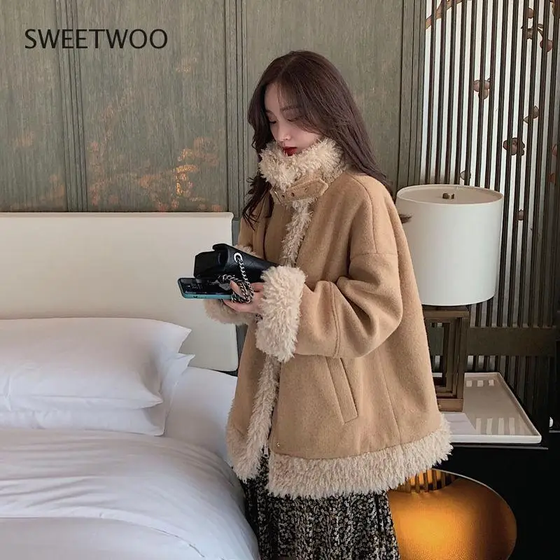 Elegant Faux Fur Coat Women Winter Thick Warm Soft Fleece Jacket Pocket Zipper Outerwear Overcoat Bear Teddy Coat Slim Tide 2022