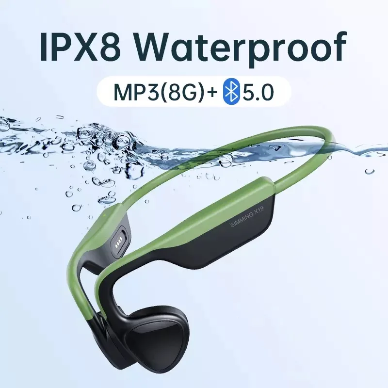 

Bone Conduction Headphones IPX8 Swimming Waterproof Earphone for Smartphone 8GB Memory HiFi Handfree Headset Running Workout Gym