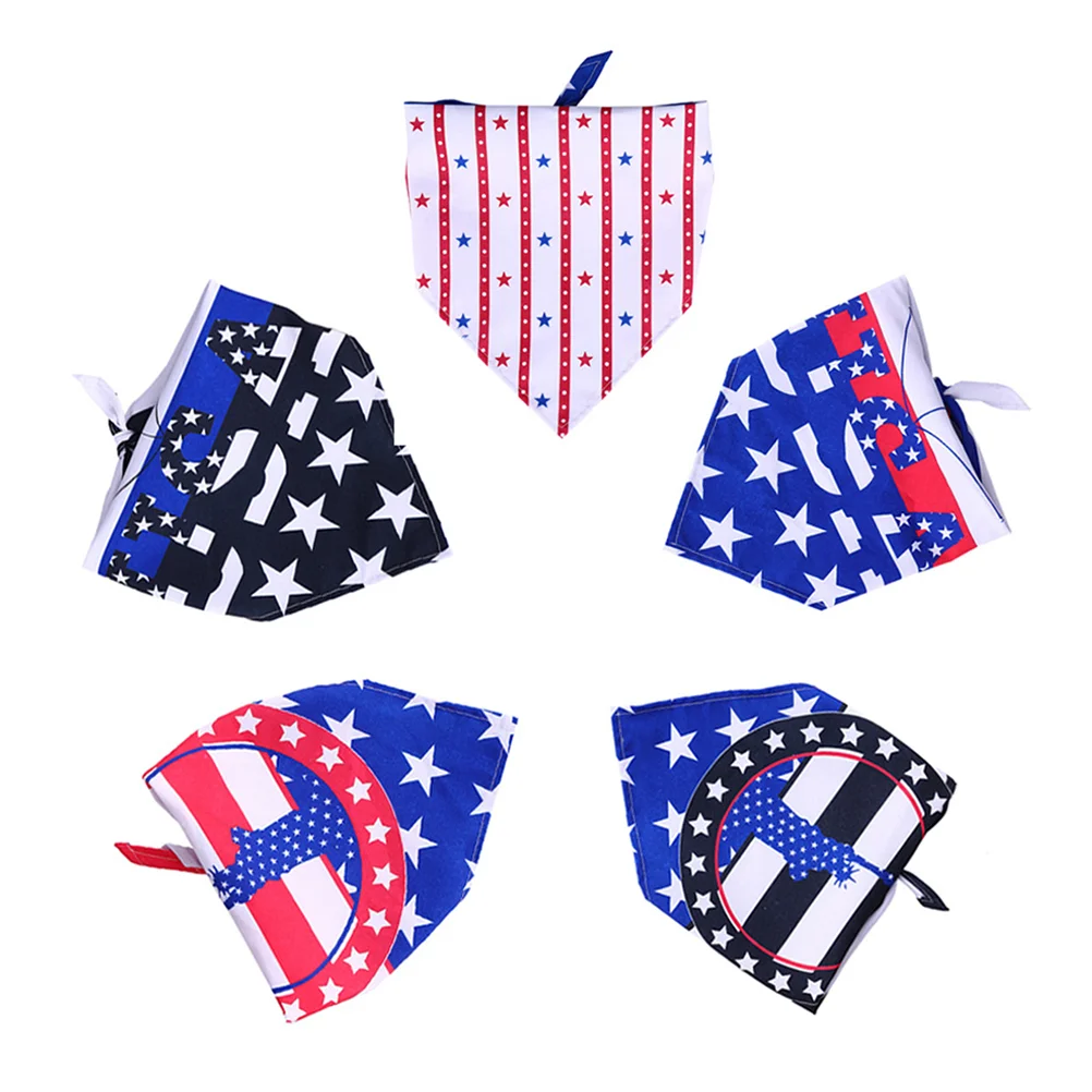 

5 шт., треугольные банданы для собак в стиле Дня независимости (разные цвета)