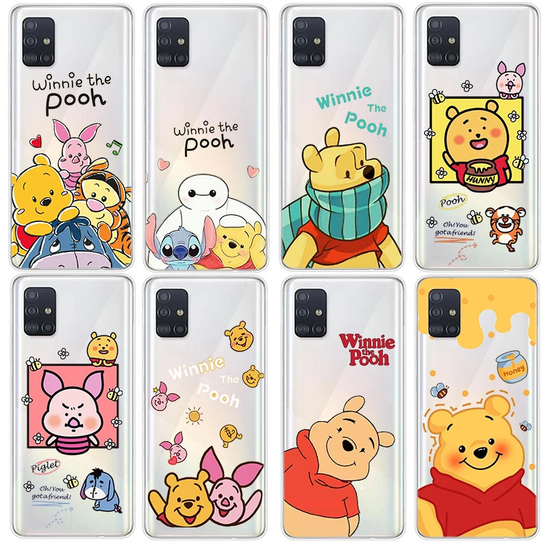 

Disney Winnie The Pooh Cartoon Phone Case For Samsung Galaxy A73 A53 A33 A72 A52 A12 A71 A51 A21S 4G 5G Transparent Shell Cover