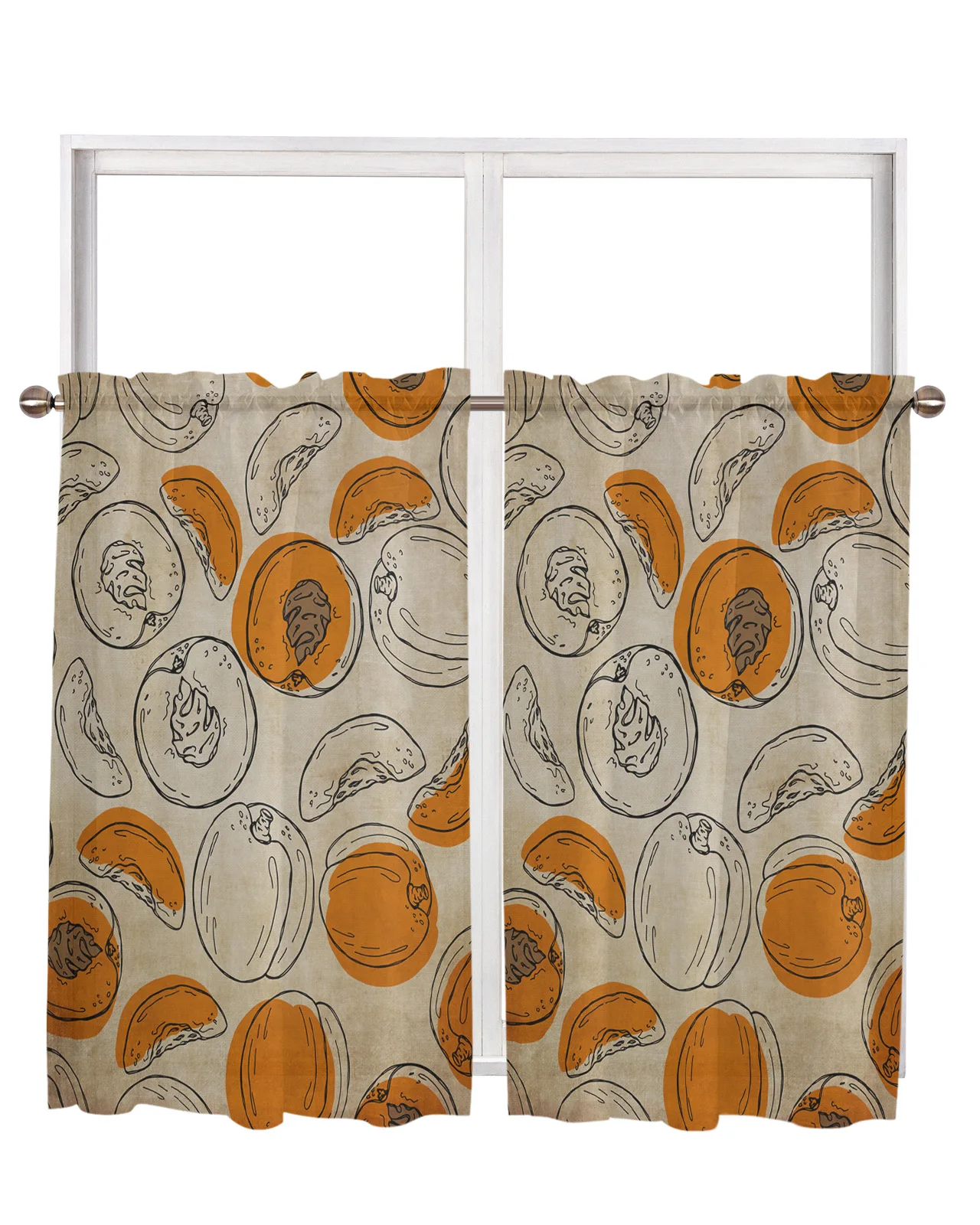 Тканевые шторы цвет персик плоды летний фон для гостиной тюль кухни спальни