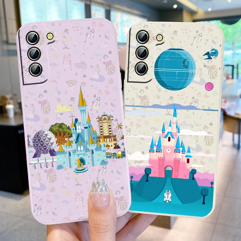 

Disney Princess Castle Cartoon For Samsung Galaxy S22 S21 S20 Pro FE S10 Note 20 10 Plus Ultra Liquid Rope Phone Case Cover