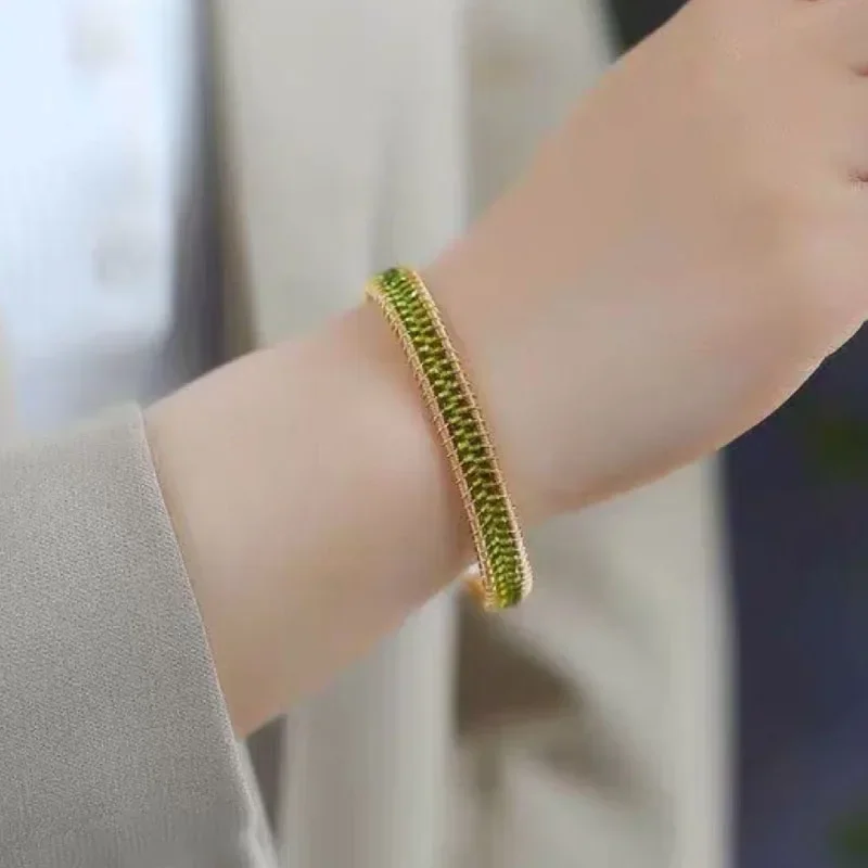 2024 Новый браслет-манжета ручной работы 14 кг с проволокой оливиновый браслет Femme