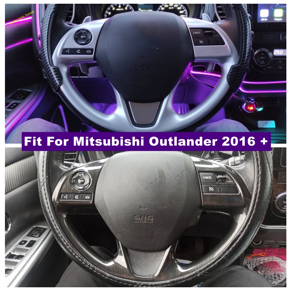 

Matte / Black Wood Grain Look Car Steering Wheel Button Cover Trim Fit For Mitsubishi Outlander 2016 - 2021 InteriorAccessories