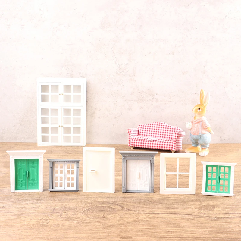 

Миниатюрный домик для кукольного домика, вилла, пластиковые двери, окна, модель и миниатюрное украшение, «сделай сам», Миниатюрные аксессуары для окон