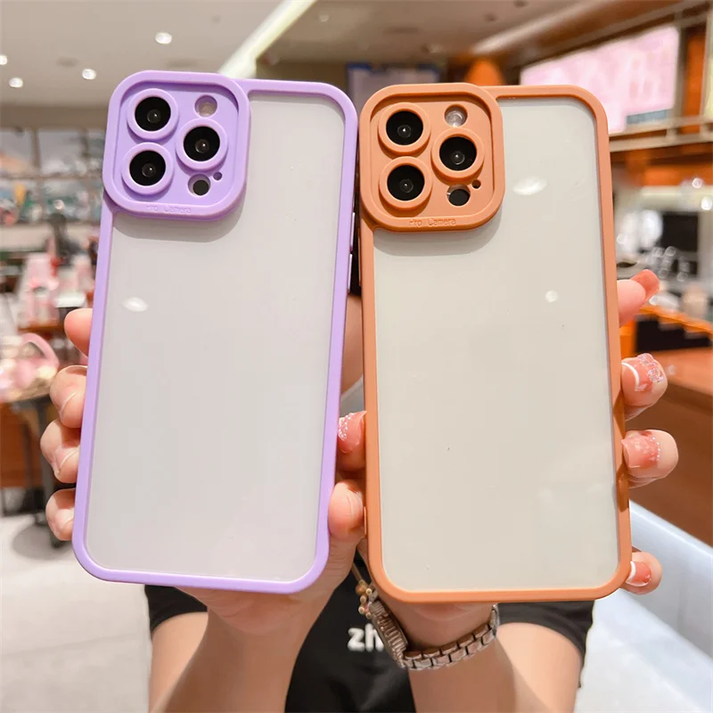 

moskado Candy Color Camera Protective Clear Phone Case For iPhone 11 13 12 Pro Max Mini X XS XR 7 8 Plus SE 2020 Bumper Cover