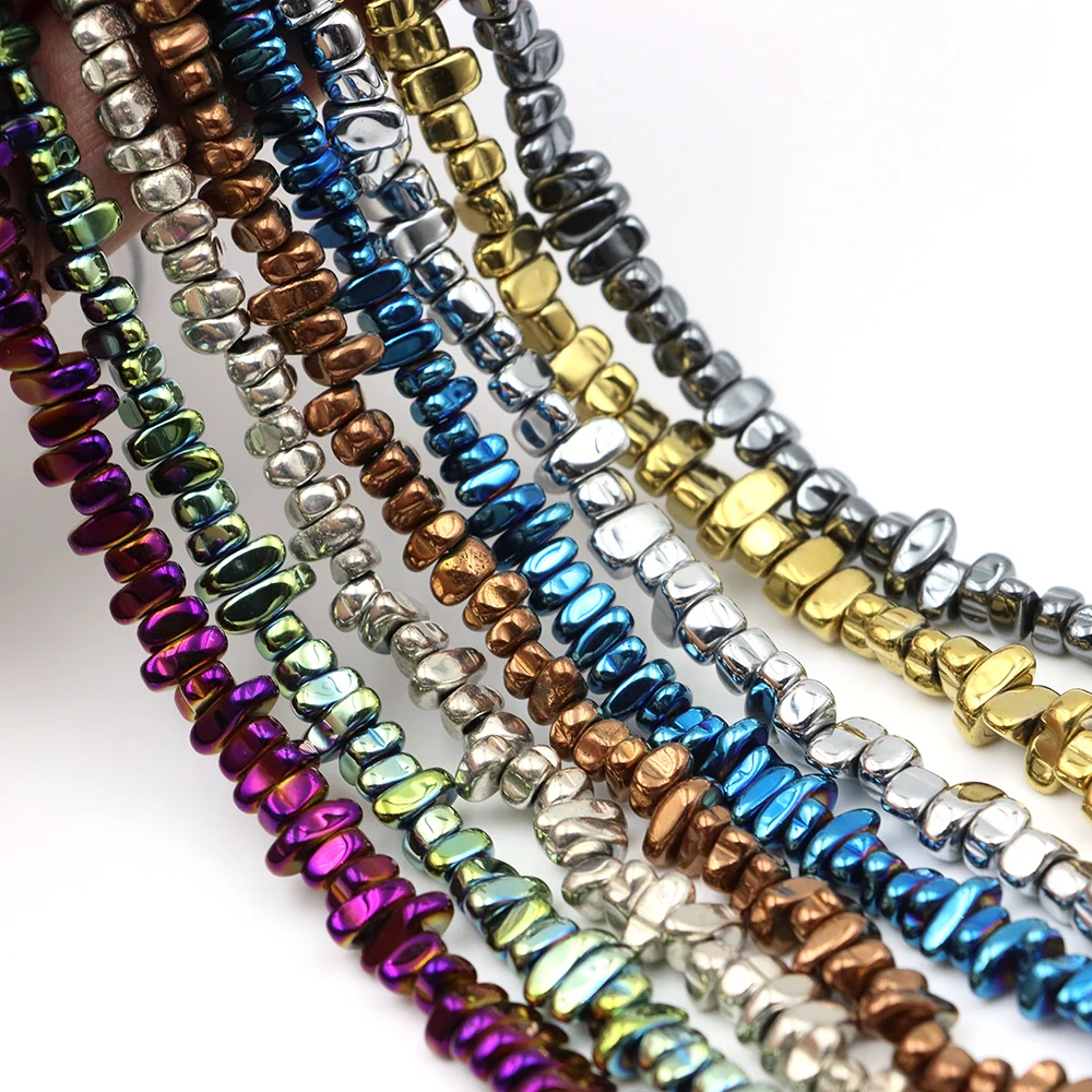Фото 5-8mm Gold Silver Plated Natural Irregular Hematite Spacer Loose Stone Beads for Jewelry Making DIY Bracelets Necklaces 15'' №4