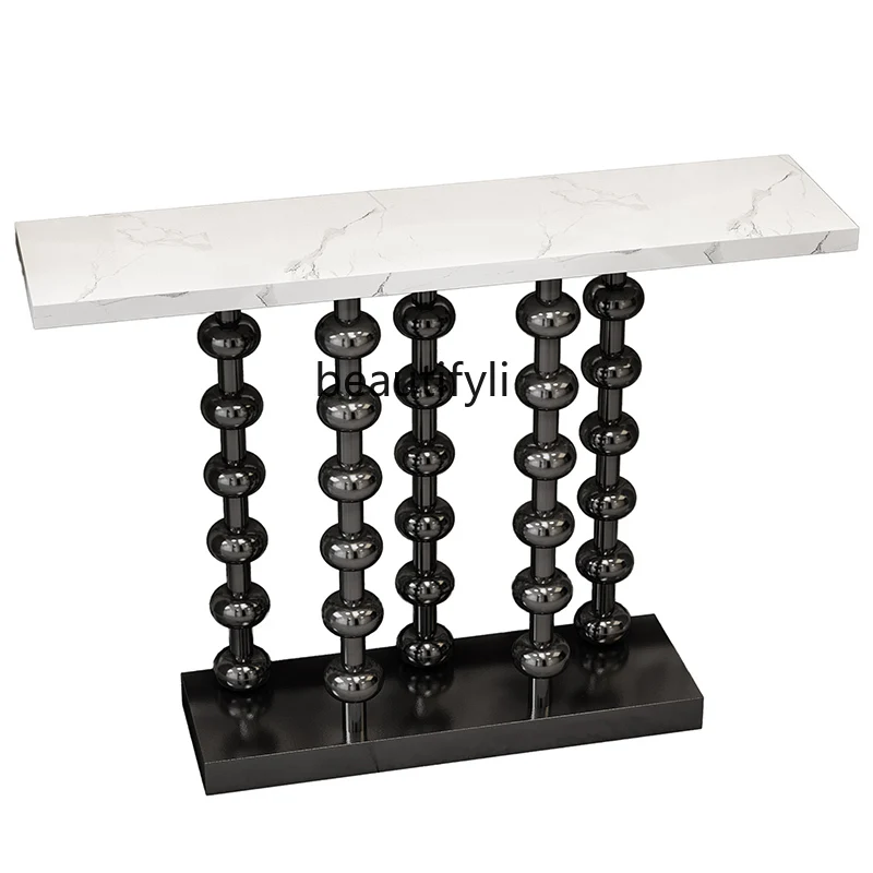 

lbx Stainless Steel Entrance Cabinet Marble Entrance Foyer Corridor Wall Decoration Table Bar Desk