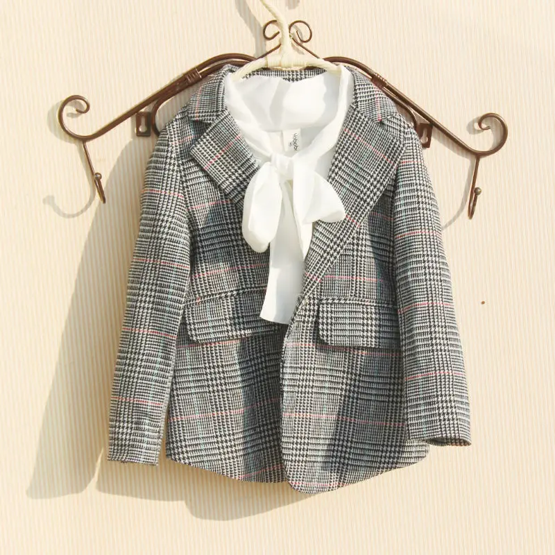 

Autumn Jacket for Girls Clothes Kids Suit Children Clothes Fashion Plaid Blazer Outerwear Girls Coat Tops 3 To 16 Years Teenager