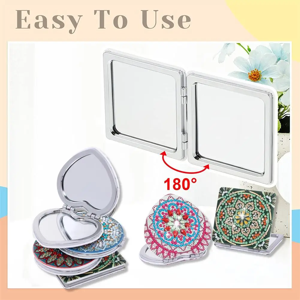 

YOUZI 4 PCS DIY Mirror With Diamond Painting Cover Portable Magnifying Folding Purse Mirror For Women Girls Kids (Mandala)