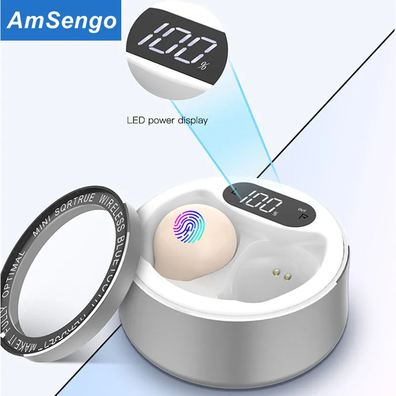 

X26 Ultra Small Mini Hidden Wireless Bluetooth 5.0 Earphone Touch Control Portable Charging Case Earbuds TWS Sport Headset