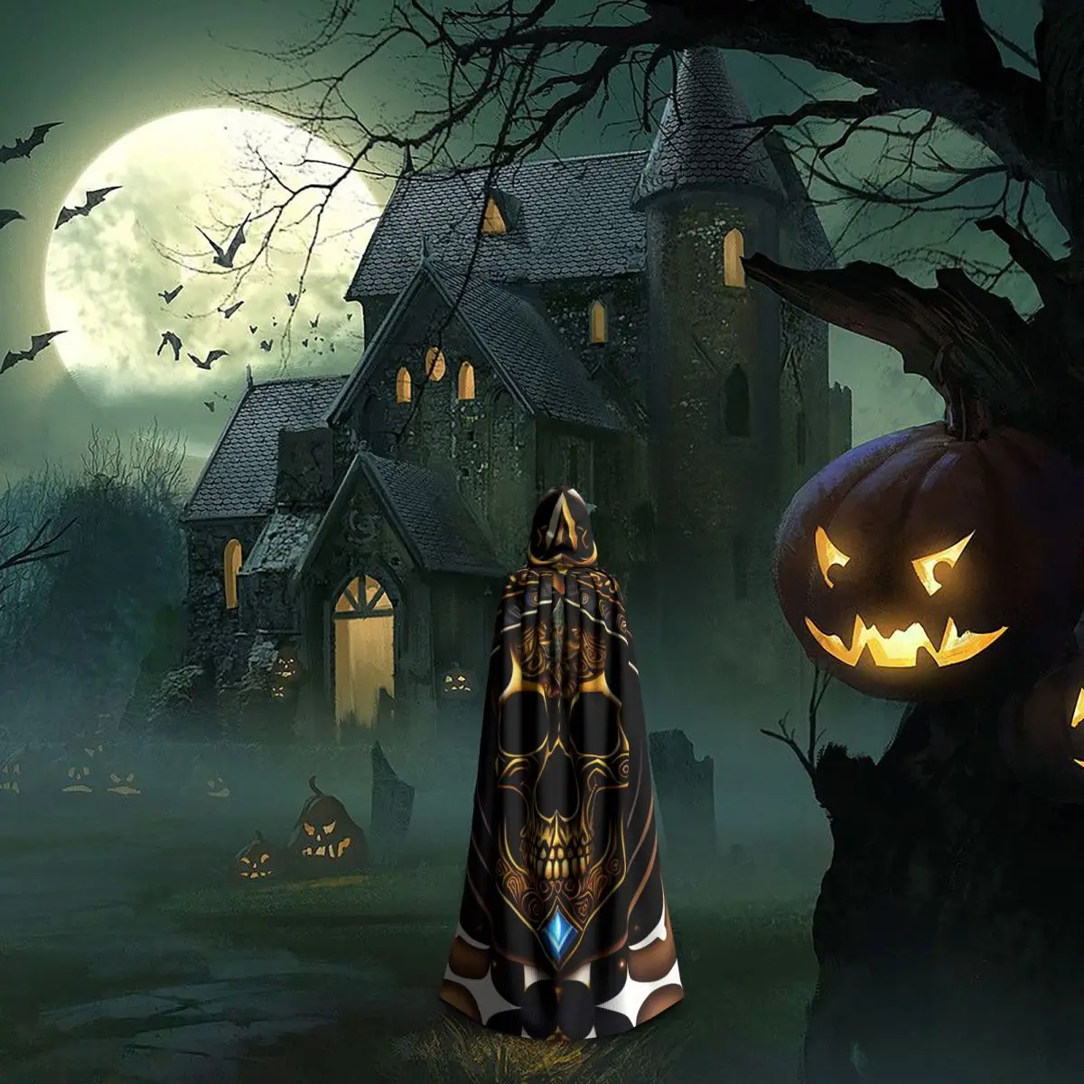 Накидка унисекс Skul с короной и бриллиантами капюшоном из полиэстера аксессуар