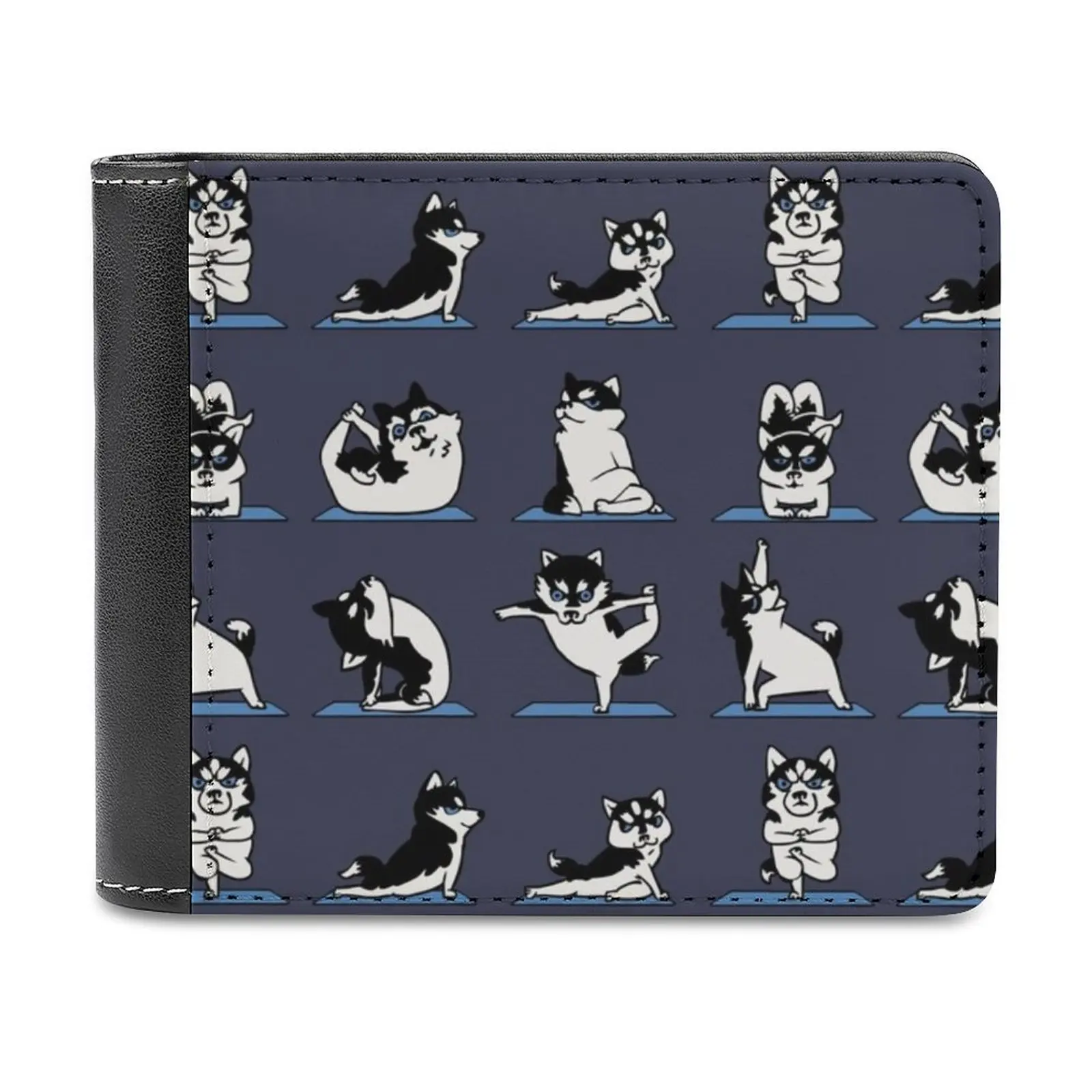 

Кожаный кошелек Husky Yoga, мужской классический черный кошелек, держатель для кредитных карт, модный мужской бумажник, графит, уличное искусств...