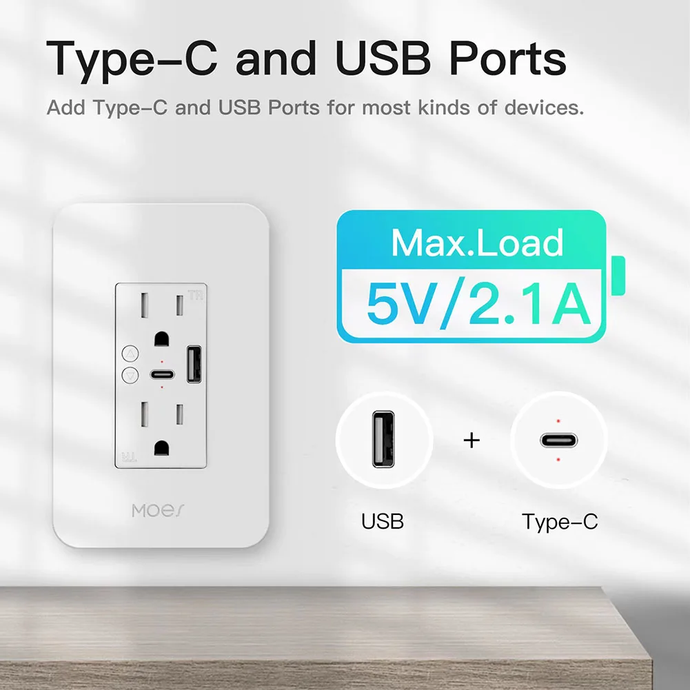 

Смарт-розетка настенная с дистанционным управлением, USB, Wi-Fi