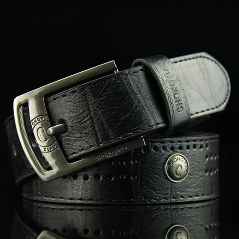 Men Casual Waist Belt Men Hollow Rivet Punk Style Wide PU Leather Belt For New Fashion Strap Male men's Belt High Quality Jeans