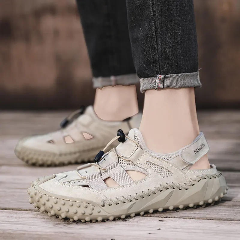 Outdoor Big Size Sandals Genuine Leather Men Shoes Casual 2022 Summer Beach Comfortable Sandal Male Sandalias Hiking Chaussure