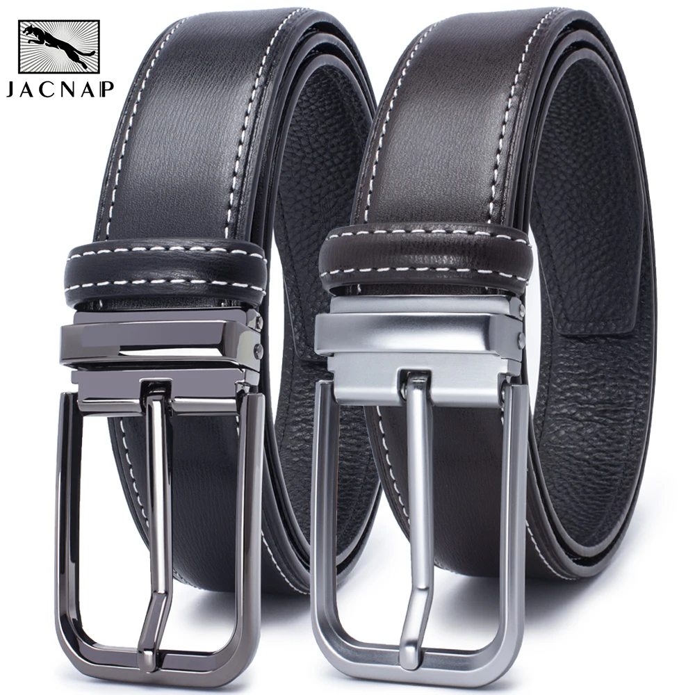 JACNAIP Men Belt Jeans Men  Genuine Leather Belt for Pin Buckle with Leather Strap Business Cowboy Waistband  Fashion Designer